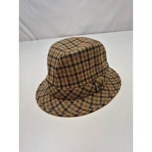 Christys' London Hat Bucket Hat Mens XL Beige Plaid Wool Handmade Lined